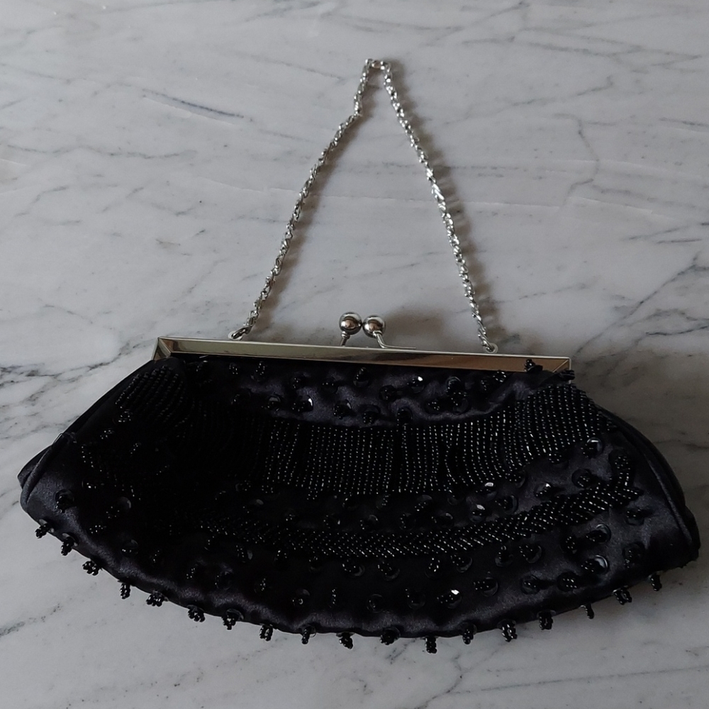 Black beaded clutch